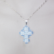 Small Cross - Pervenche-Silver Chain - 2